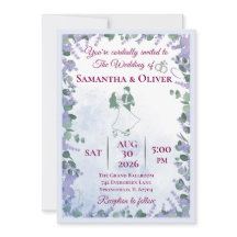 Convites de Casamento Florais Lavanda Elegantes