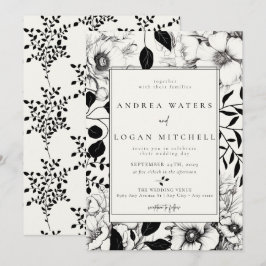 Convites de Casamento Florais Pretos