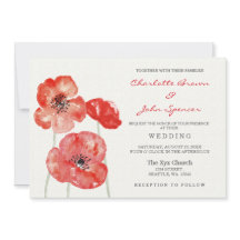 Convites de casamento florais Red Poppy