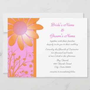 Convites de Casamento Florais Rosa Brilhante e Lar