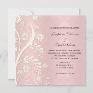 Convites de Casamento Florais Rosa Damasco Margari