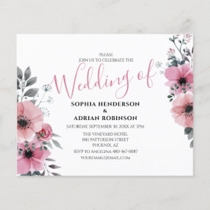 Convites de Casamento Florais Rosa Orçamento