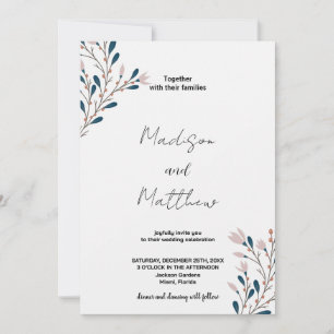 Convites de Casamento Florais Rosa Verde