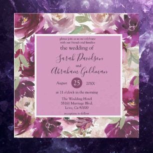 Convites de Casamento Florais Roxos e Brancos