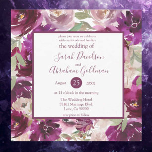 Convites de Casamento Florais Roxos e Brancos