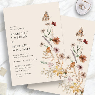 Convites de Casamento Florais Rústicos Boho