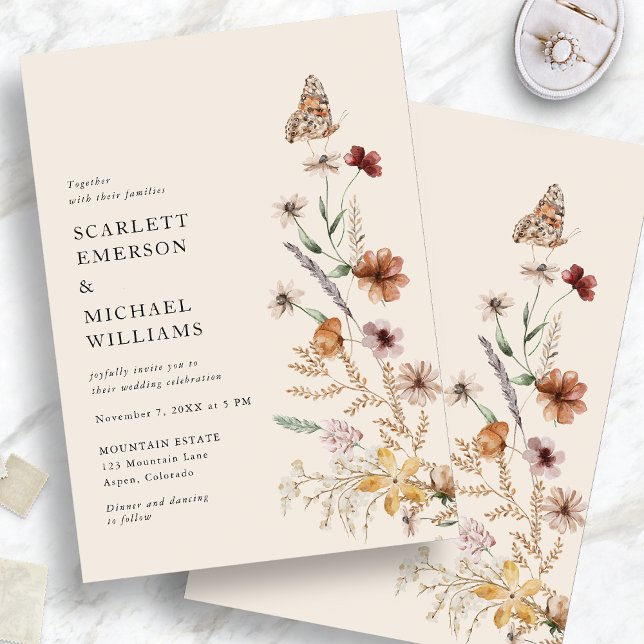 Convites de Casamento Florais Rústicos Boho (Rustic Boho Floral Wedding Invitations
)