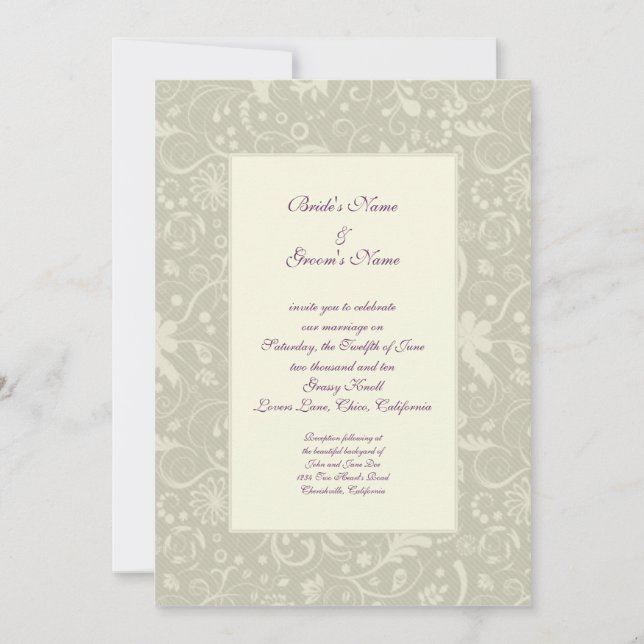 Convites de Casamento Florais Simples e Elegantes (Frente)