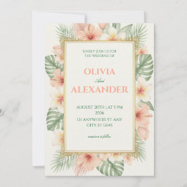 Convites de Casamento Florais Soft Tropical