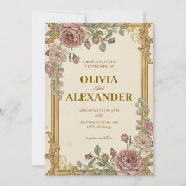 Convites de Casamento Florais Vintage Clássicos