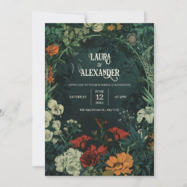 Convites de Casamento Florais Vintage Escuros