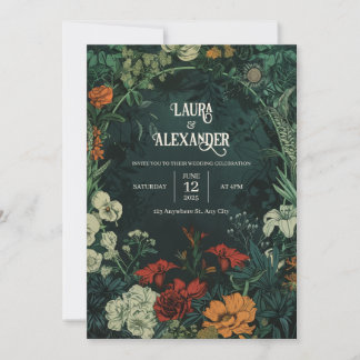 Convites de Casamento Florais Vintage Escuros