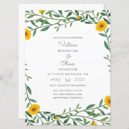 Convites De Casamento Floral Amarelo Marigold