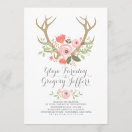 Convites de casamento Floral Antlers Boho