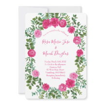 Convites De Casamento Floral Cor-De-Rosa Brilhante