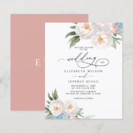 Convites de Casamento Floral de Blush Elegante de 