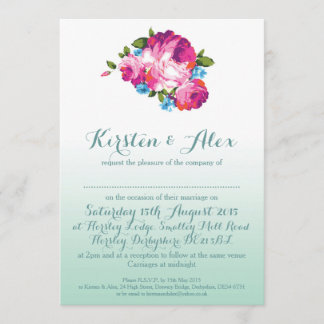 Convites De Casamento Floral De Ombre Mint