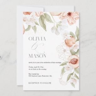 Convites De Casamento Floral De Pessegueiro Elegan