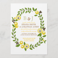 Convites De Casamento Floral De Queda Amarela