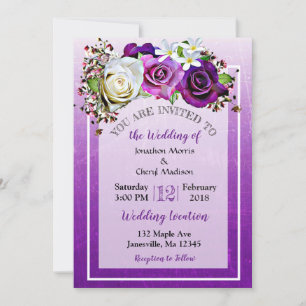 Convites De Casamento Floral De Rosa Roxo