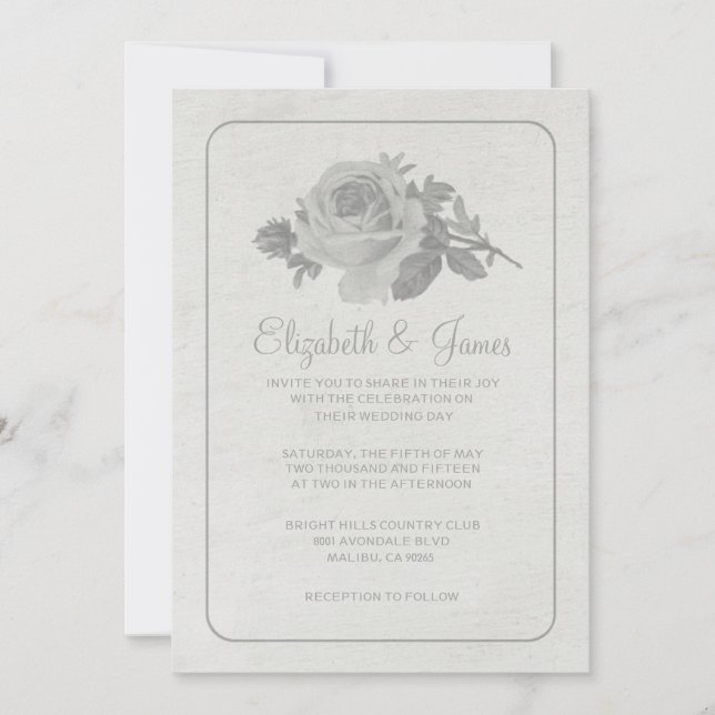 Convites De Casamento Floral/Flor Russo De Prata (Frente)