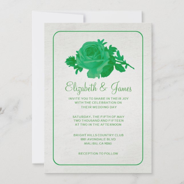 Convites De Casamento Floral/Flor Russo Verde (Frente)