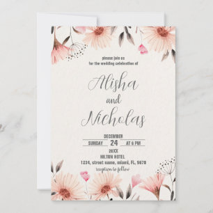 Convites De Casamento Floral Laranja