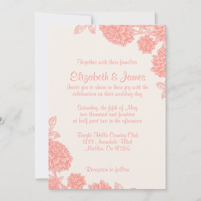 Convites De Casamento Floral Luxuoso (Frente)