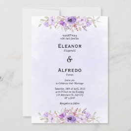 Convites De Casamento Floral Minimalista De Roxo C