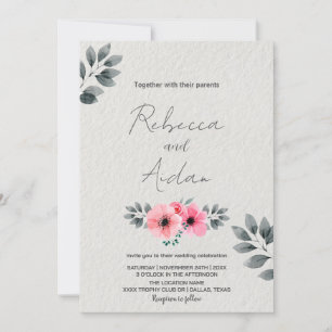 Convites De Casamento Floral Rosa