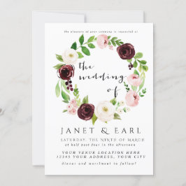 Convites De Casamento Floral Rosa Burgundy