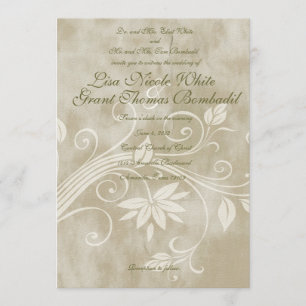Convites de Casamento Floral Shabby Taupe