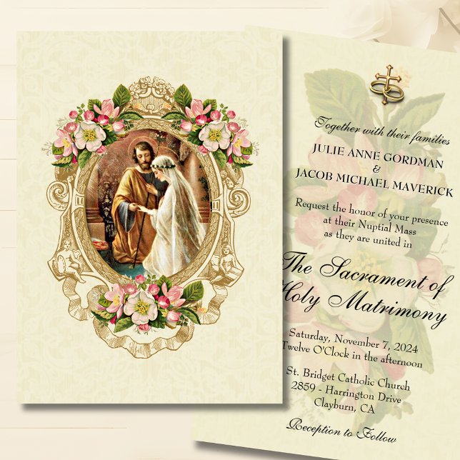 Convites de Casamento Floral Traditivo Católico (Criador carregado)
