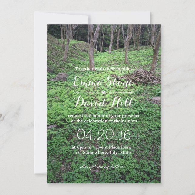 Convites de Casamento Floresta Elegante (Frente)