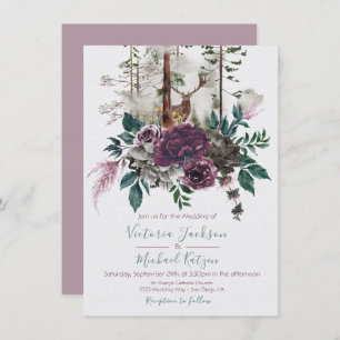 Convites de Casamento Florestal Woodland Watercolo