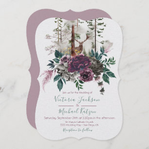 Convites de Casamento Florestal Woodland Watercolo