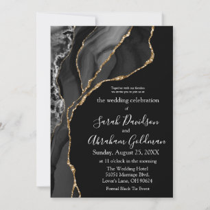 Convites de Casamento Formais Black Tie - Preto Ou