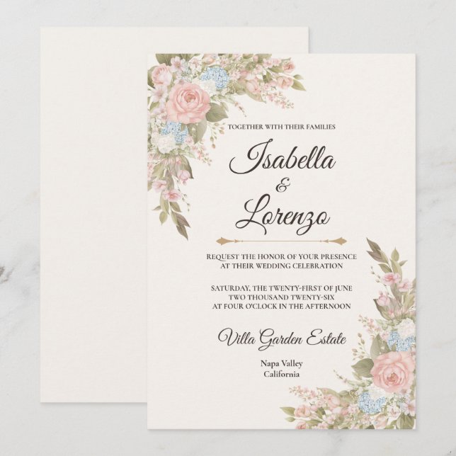 Convites de Casamento French Garden Romance Suite (Frente/Verso)