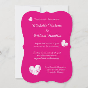 Convites de casamento Fuchsia   cor rosa neon quen