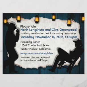 Convites de Casamento Gays Personalizados Cowboy G