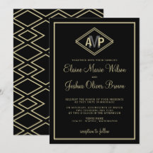 convites de casamento geométricos de monograma mod