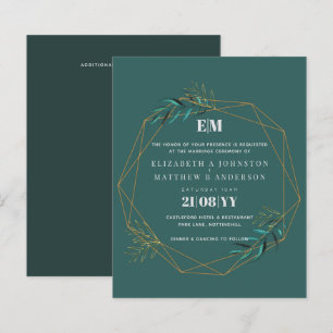 Convites de Casamento Geométricos Dourados com Ver