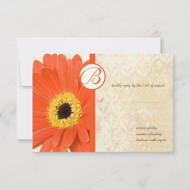 Convites de Casamento Gerber com Estampa Damask Vi (Frente)