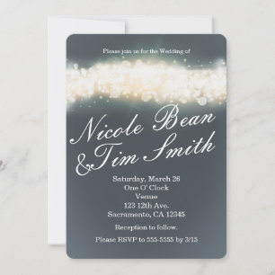Convites de Casamento Grey Sparkle Light Blast