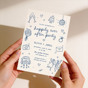 Convites de Casamento Ilustrados à Mão para Festa