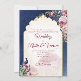 Convites de casamento indiano com pavão & convites