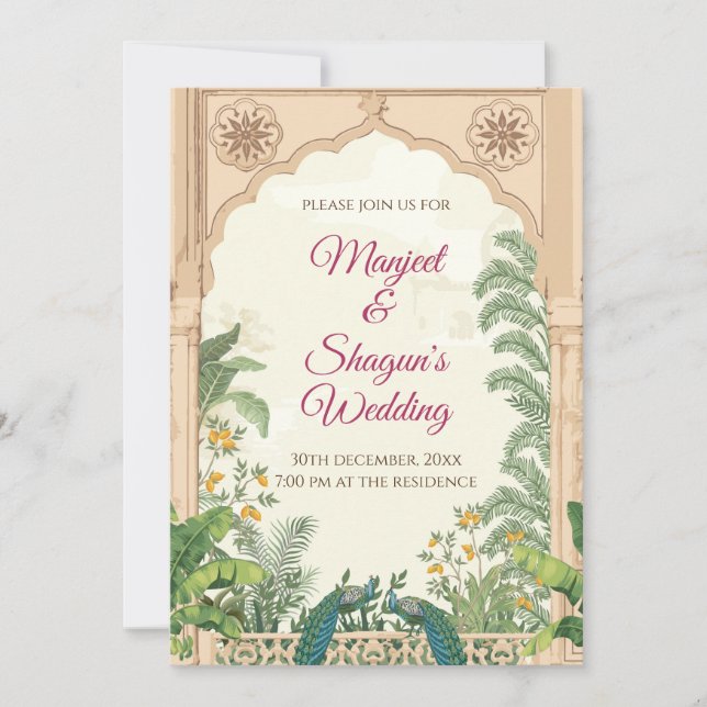 Convites de casamento Indianos e Cartão de Casamen (Frente)