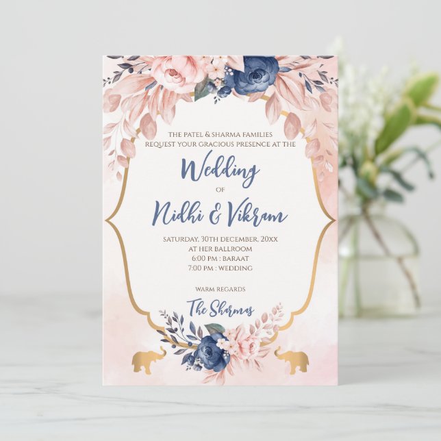 Convites de casamento indianos e cartões de casame (Em pé/Frente)