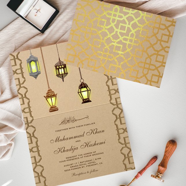 Convites de Casamento Islâmicos com Lanternas Árab (Criador carregado)