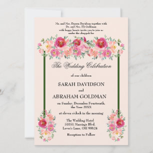Convites de Casamento Judaico Tradicionais - Rosa 